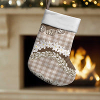 Brown Hawaii Tiare and Shell Lei Christmas Stocking Hawaiian Palaka Luxury Vibes - Polynesian Pride