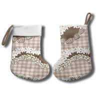 Brown Hawaii Tiare and Shell Lei Christmas Stocking Hawaiian Palaka Luxury Vibes - Polynesian Pride