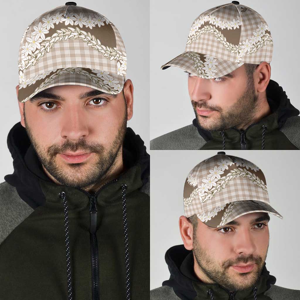 Brown Hawaii Tiare and Shell Lei Classic Cap Hawaiian Palaka Luxury Vibes - Polynesian Pride