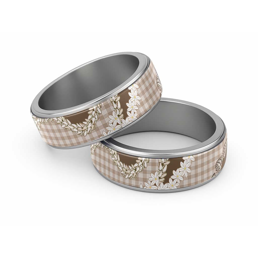 Brown Hawaii Tiare and Shell Lei Classic Ring Hawaiian Palaka Luxury Vibes - Polynesian Pride