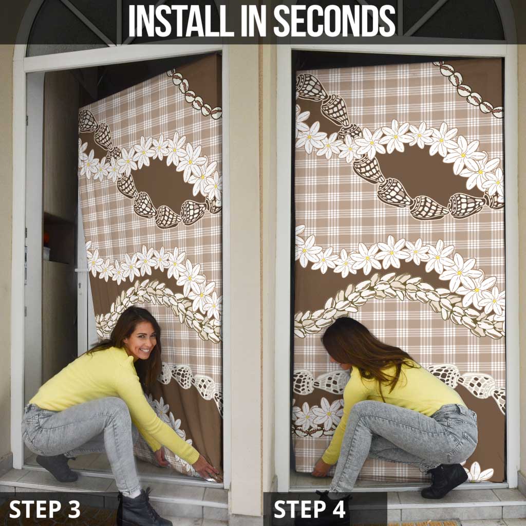 Brown Hawaii Tiare and Shell Lei Door Cover Hawaiian Palaka Luxury Vibes LT14 - Polynesian Pride