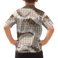 Brown Hawaii Tiare and Shell Lei Family Matching Puletasi and Hawaiian Shirt Hawaiian Palaka Luxury Vibes - Polynesian Pride