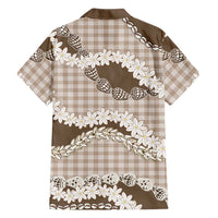Brown Hawaii Tiare and Shell Lei Family Matching Puletasi and Hawaiian Shirt Hawaiian Palaka Luxury Vibes - Polynesian Pride