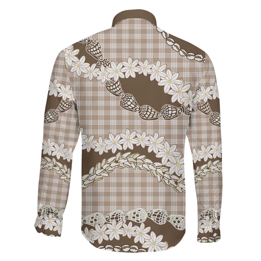 Brown Hawaii Tiare and Shell Lei Family Matching Puletasi and Hawaiian Shirt Hawaiian Palaka Luxury Vibes - Polynesian Pride