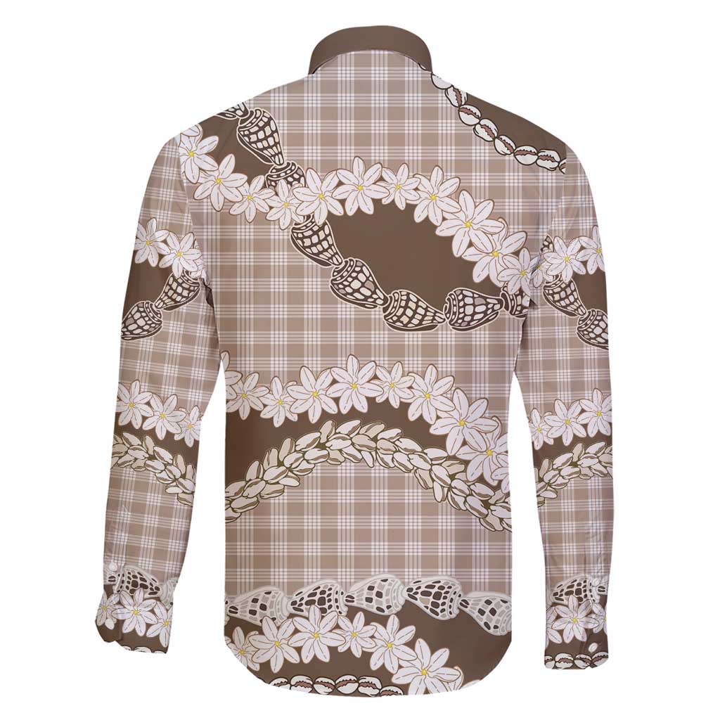 Brown Hawaii Tiare and Shell Lei Family Matching Short Sleeve Bodycon Dress and Hawaiian Shirt Hawaiian Palaka Luxury Vibes - Polynesian Pride