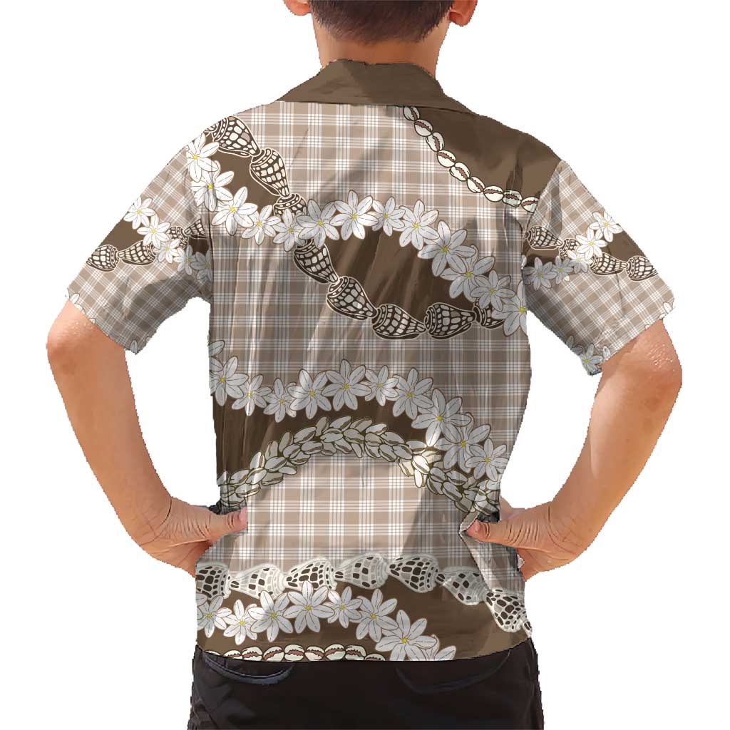 Brown Hawaii Tiare and Shell Lei Hawaiian Shirt Hawaiian Palaka Luxury Vibes - Polynesian Pride