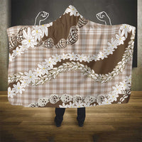 Brown Hawaii Tiare and Shell Lei Hooded Blanket Hawaiian Palaka Luxury Vibes - Polynesian Pride