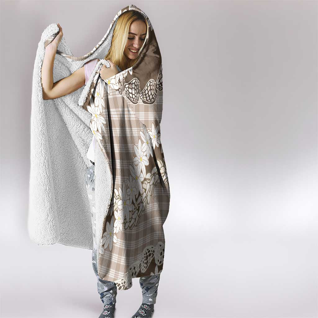 Brown Hawaii Tiare and Shell Lei Hooded Blanket Hawaiian Palaka Luxury Vibes - Polynesian Pride