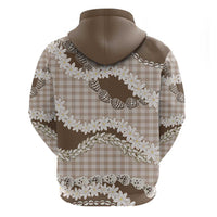 Brown Hawaii Tiare and Shell Lei Hoodie Hawaiian Palaka Luxury Vibes - Polynesian Pride