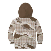 Brown Hawaii Tiare and Shell Lei Kid Hoodie Hawaiian Palaka Luxury Vibes - Polynesian Pride