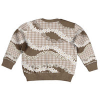 Brown Hawaii Tiare and Shell Lei Kid Ugly Christmas Sweater Hawaiian Palaka Luxury Vibes - Polynesian Pride