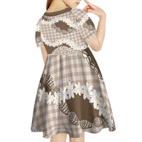 Brown Hawaii Tiare and Shell Lei Kid Short Sleeve Dress Hawaiian Palaka Luxury Vibes - Polynesian Pride
