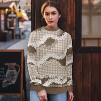 Brown Hawaii Tiare and Shell Lei Ugly Christmas Sweater Hawaiian Palaka Luxury Vibes - Polynesian Pride