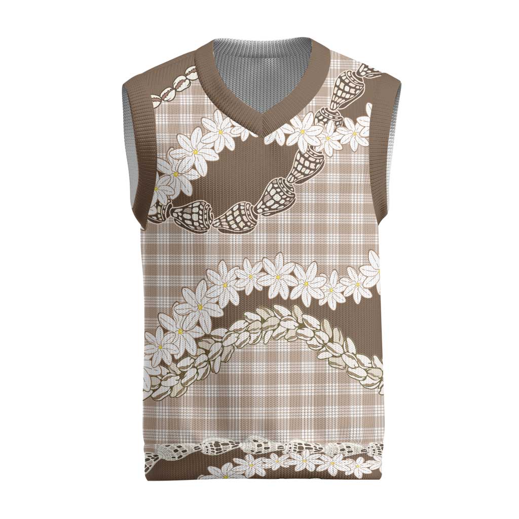 Brown Hawaii Tiare and Shell Lei Christmas Knitted V-Neck Vest Hawaiian Palaka Luxury Vibes - Polynesian Pride