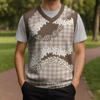 Brown Hawaii Tiare and Shell Lei Christmas Knitted V-Neck Vest Hawaiian Palaka Luxury Vibes - Polynesian Pride