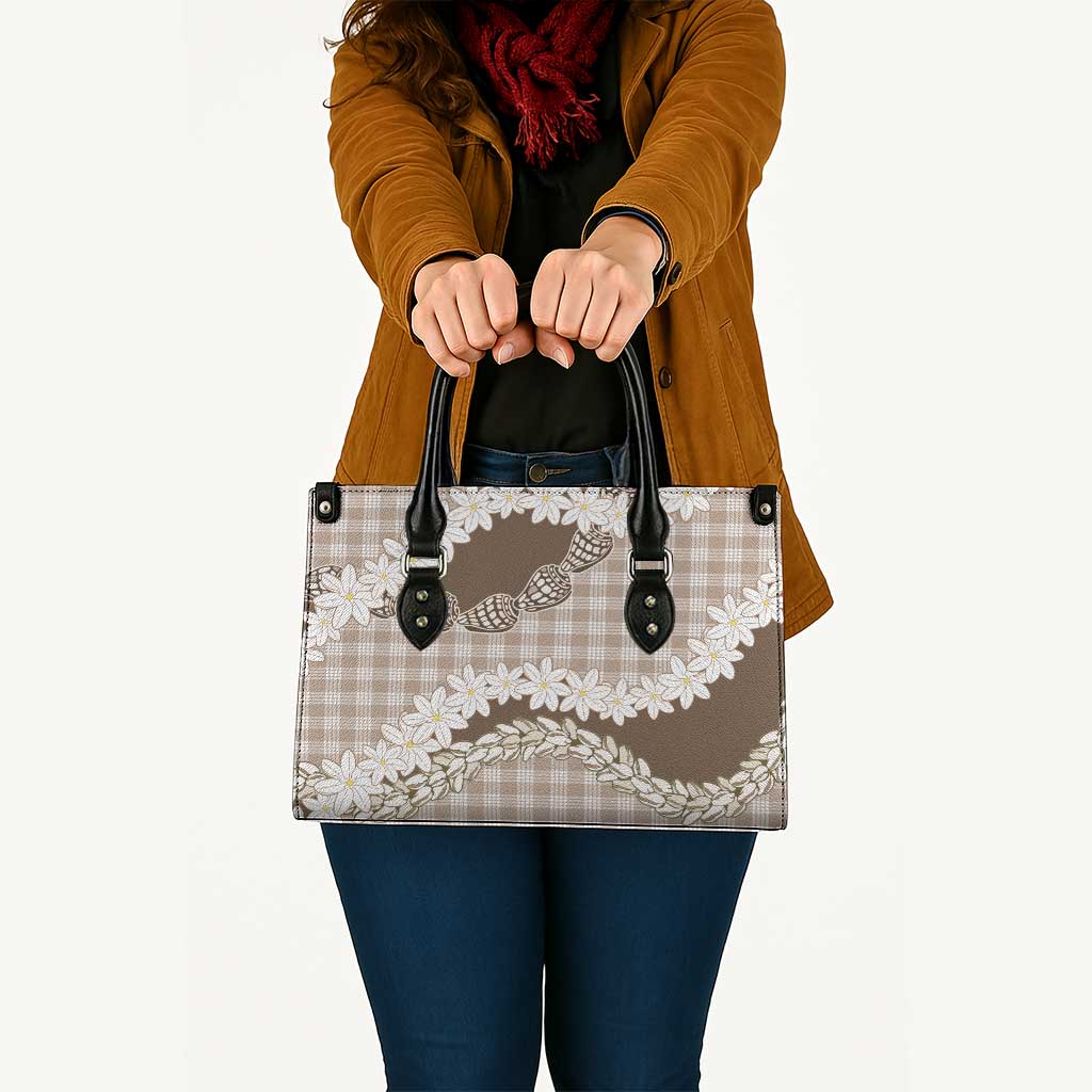 Brown Hawaii Tiare and Shell Lei Leather Bag Hawaiian Palaka Luxury Vibes LT14 - Polynesian Pride