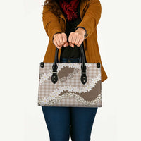 Brown Hawaii Tiare and Shell Lei Leather Bag Hawaiian Palaka Luxury Vibes LT14 - Polynesian Pride