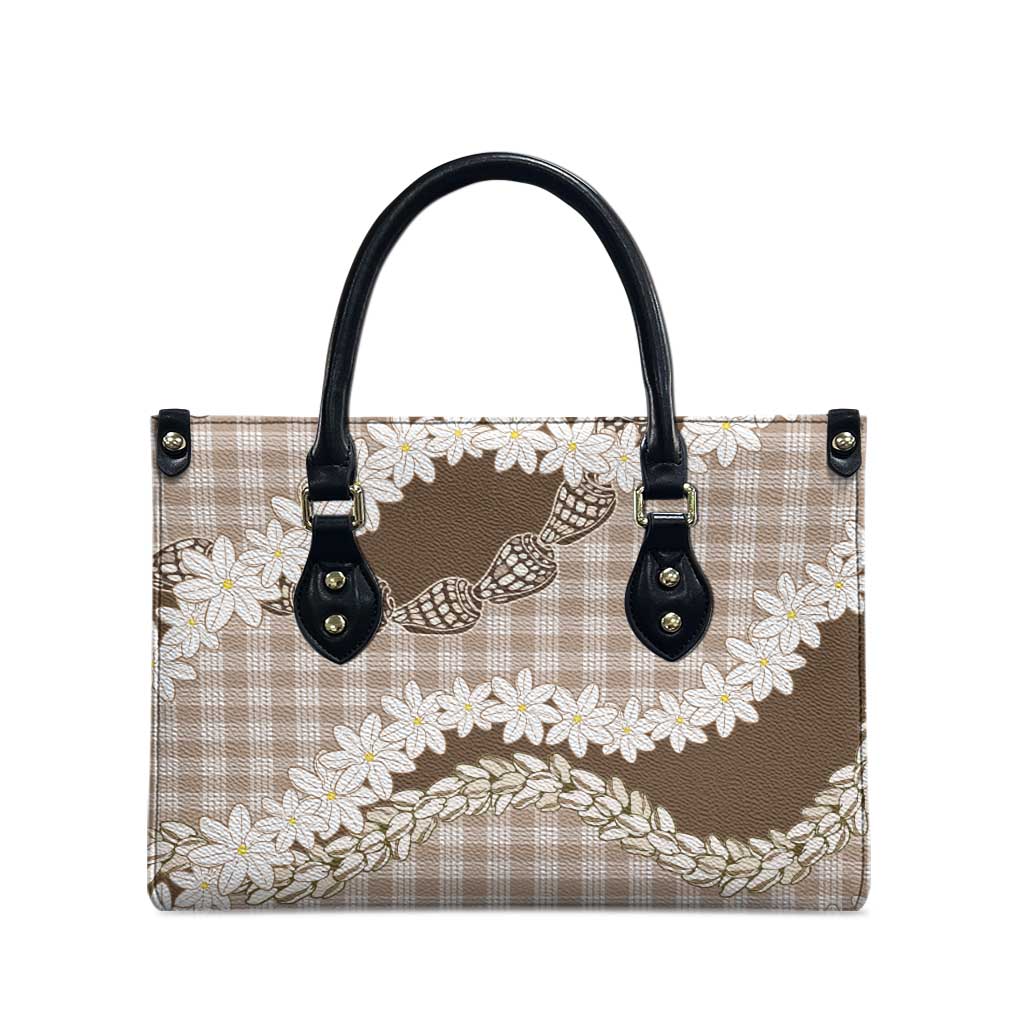 Brown Hawaii Tiare and Shell Lei Leather Bag Hawaiian Palaka Luxury Vibes LT14 - Polynesian Pride