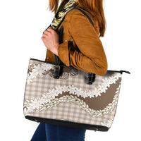 Brown Hawaii Tiare and Shell Lei Leather Tote Bag Hawaiian Palaka Luxury Vibes - Polynesian Pride