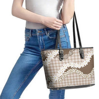 Brown Hawaii Tiare and Shell Lei Leather Tote Bag Hawaiian Palaka Luxury Vibes - Polynesian Pride