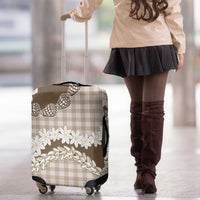 Brown Hawaii Tiare and Shell Lei Luggage Cover Hawaiian Palaka Luxury Vibes - Polynesian Pride