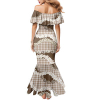 Brown Hawaii Tiare and Shell Lei Mermaid Dress Hawaiian Palaka Luxury Vibes - Polynesian Pride