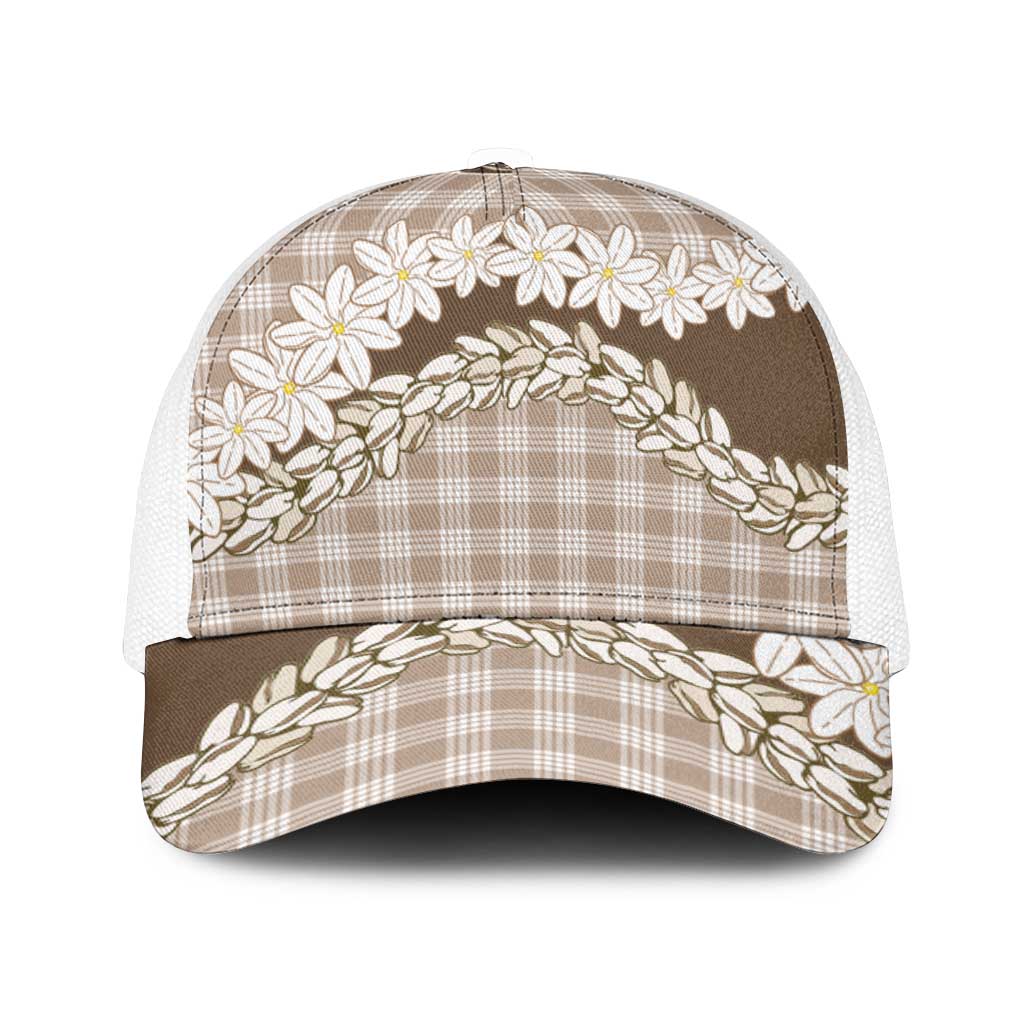 Brown Hawaii Tiare and Shell Lei Mesh Trucker Cap Hawaiian Palaka Luxury Vibes - Polynesian Pride