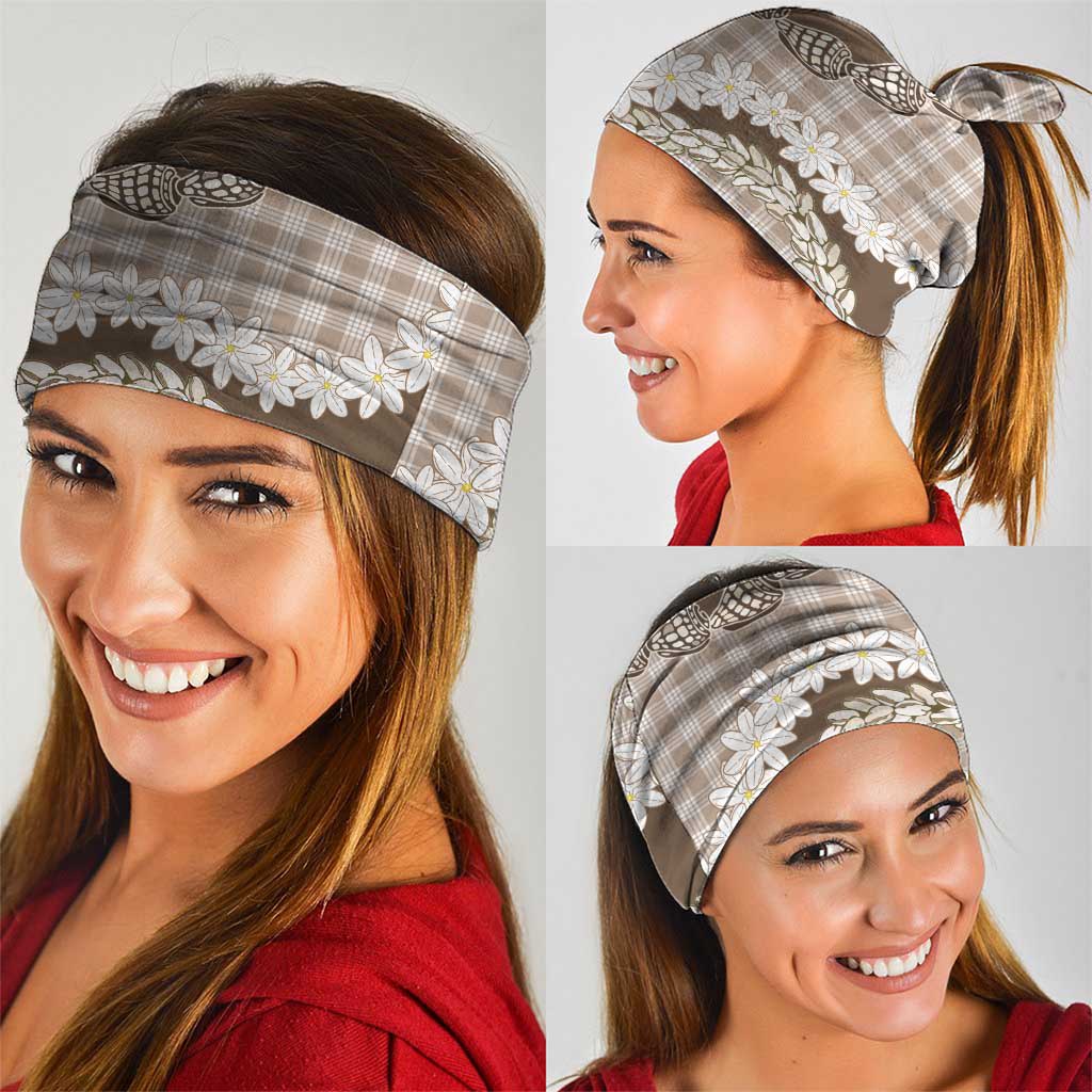 Brown Hawaii Tiare and Shell Lei Neck Gaiter Hawaiian Palaka Luxury Vibes - Polynesian Pride