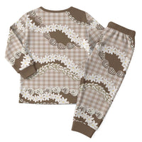 Brown Hawaii Tiare and Shell Lei Christmas Pajama Set Hawaiian Palaka Luxury Vibes - Polynesian Pride