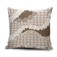 Brown Hawaii Tiare and Shell Lei Pillow Cover Hawaiian Palaka Luxury Vibes - Polynesian Pride