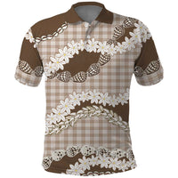 Brown Hawaii Tiare and Shell Lei Polo Shirt Hawaiian Palaka Luxury Vibes - Polynesian Pride