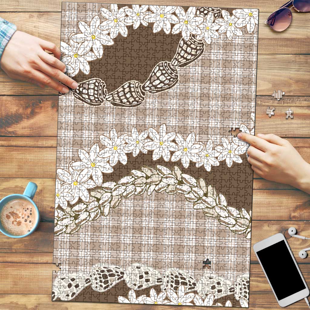 Brown Hawaii Tiare and Shell Lei Puzzle Hawaiian Palaka Luxury Vibes LT14 Brown - Polynesian Pride