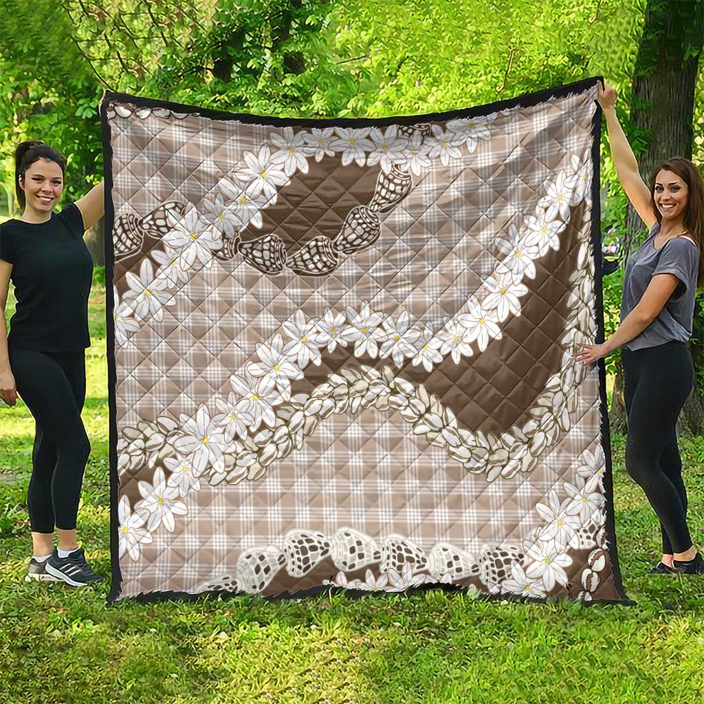 Brown Hawaii Tiare and Shell Lei Quilt Hawaiian Palaka Luxury Vibes - Polynesian Pride