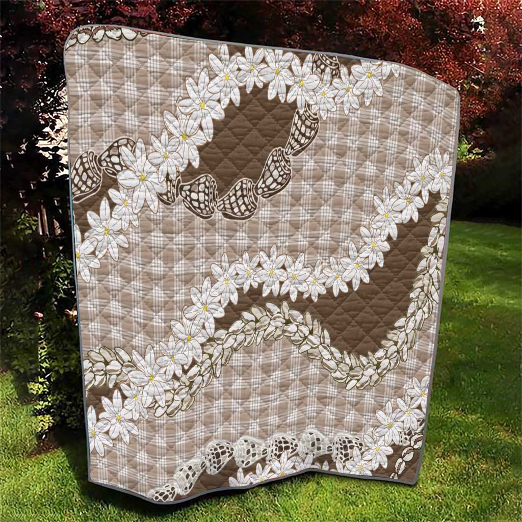 Brown Hawaii Tiare and Shell Lei Quilt Hawaiian Palaka Luxury Vibes - Polynesian Pride