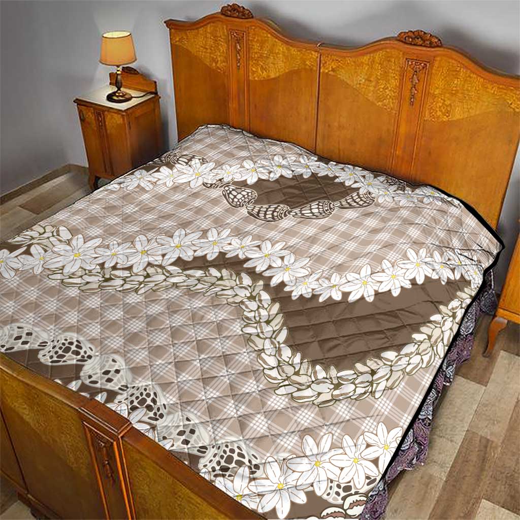 Brown Hawaii Tiare and Shell Lei Quilt Hawaiian Palaka Luxury Vibes - Polynesian Pride