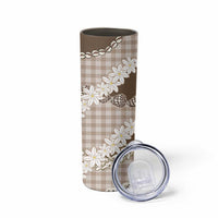 Brown Hawaii Tiare and Shell Lei Skinny Tumbler Hawaiian Palaka Luxury Vibes LT14 - Polynesian Pride