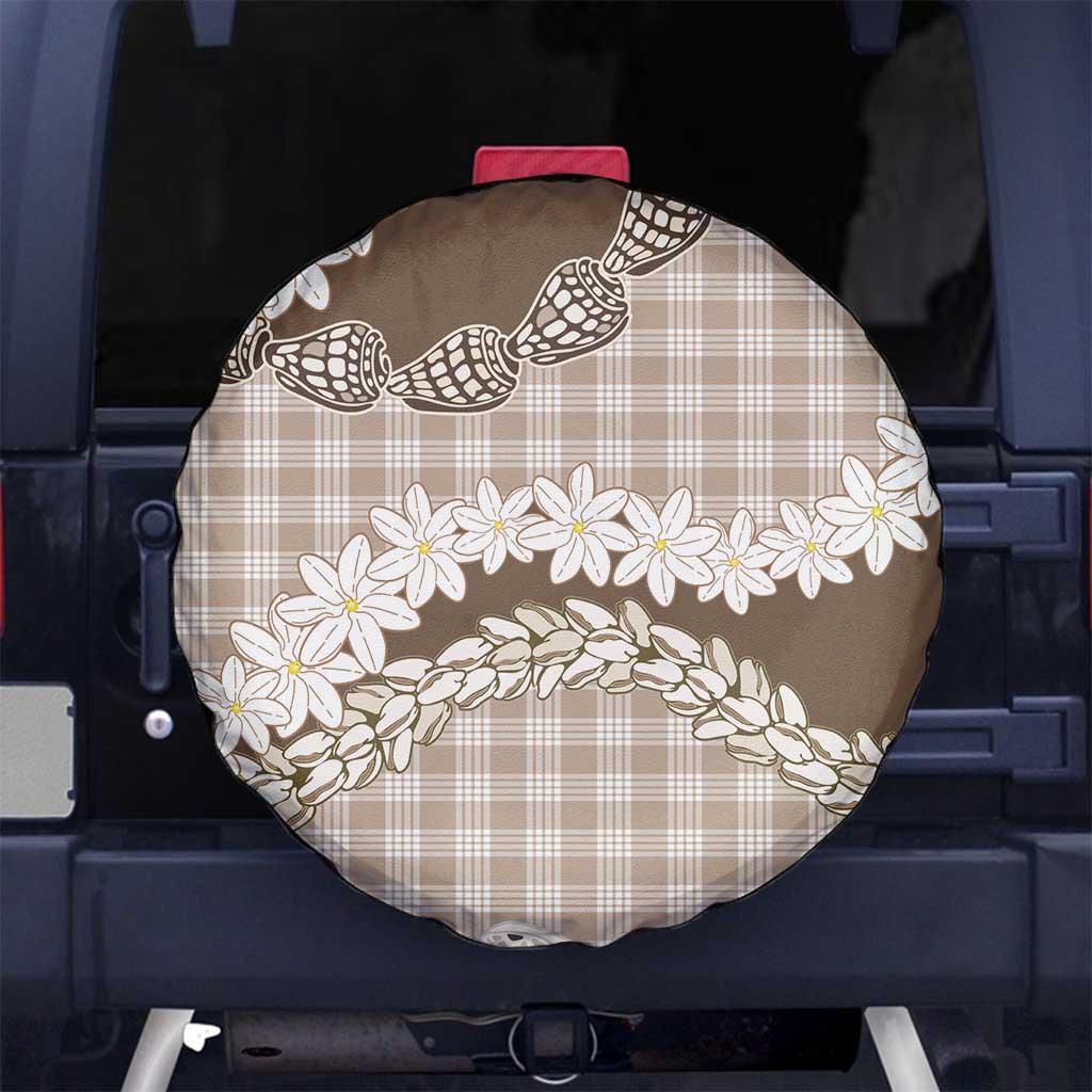 Brown Hawaii Tiare and Shell Lei Spare Tire Cover Hawaiian Palaka Luxury Vibes - Polynesian Pride