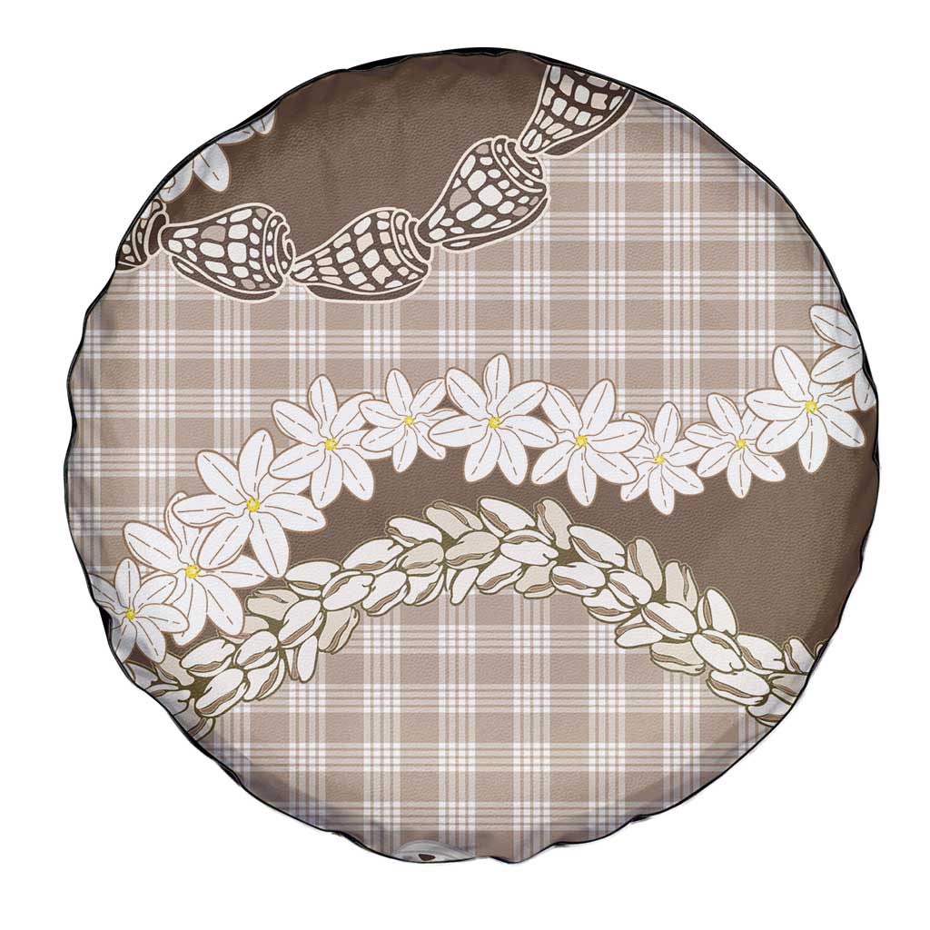 Brown Hawaii Tiare and Shell Lei Spare Tire Cover Hawaiian Palaka Luxury Vibes - Polynesian Pride