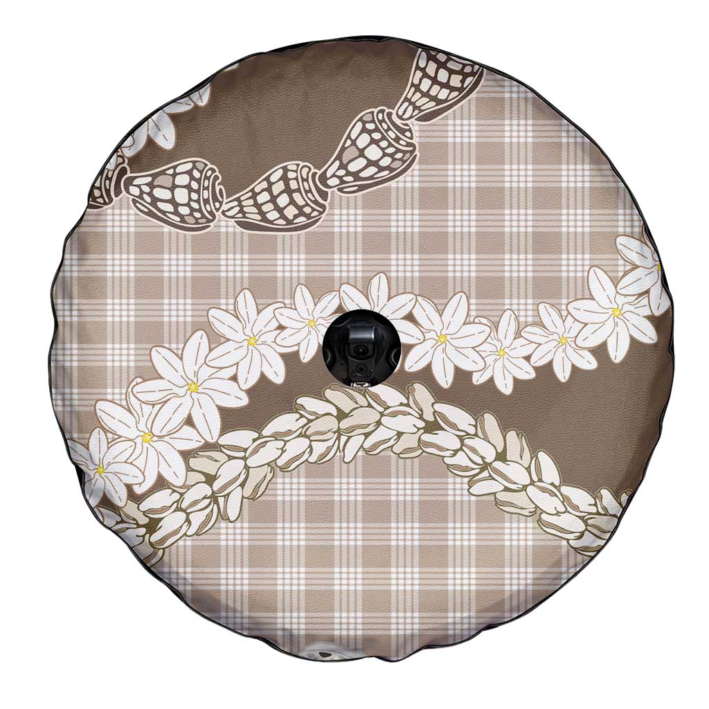 Brown Hawaii Tiare and Shell Lei Spare Tire Cover Hawaiian Palaka Luxury Vibes - Polynesian Pride