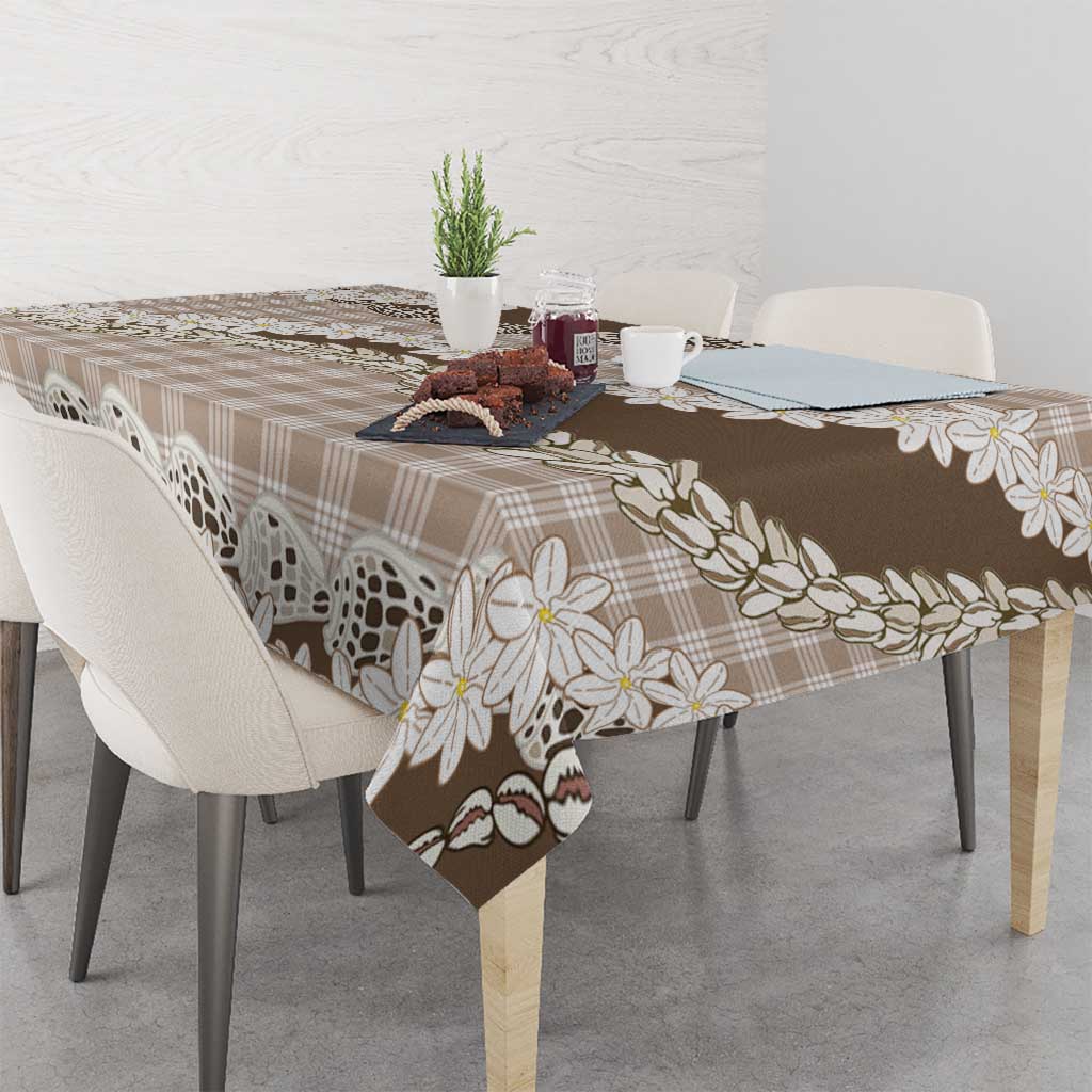 Brown Hawaii Tiare and Shell Lei Tablecloth Hawaiian Palaka Luxury Vibes - Polynesian Pride