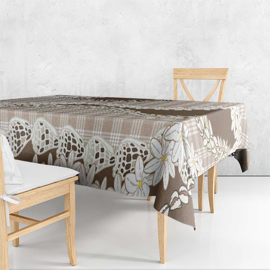 Brown Hawaii Tiare and Shell Lei Tablecloth Hawaiian Palaka Luxury Vibes - Polynesian Pride