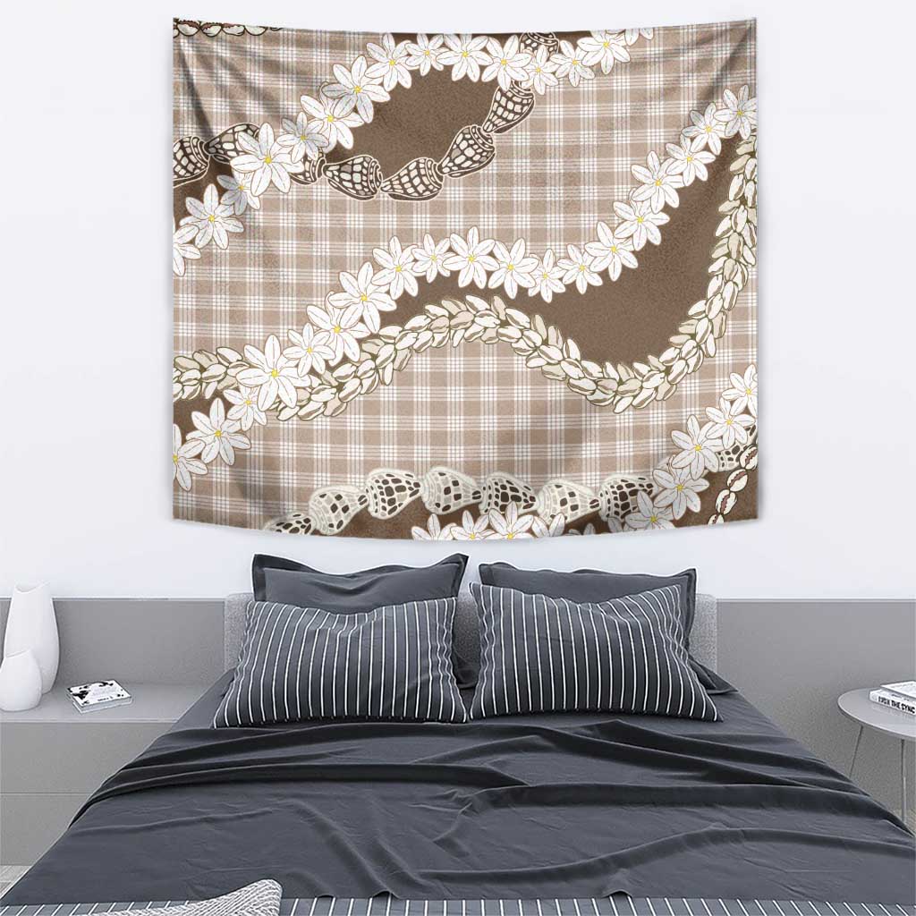 Brown Hawaii Tiare and Shell Lei Tapestry Hawaiian Palaka Luxury Vibes - Polynesian Pride