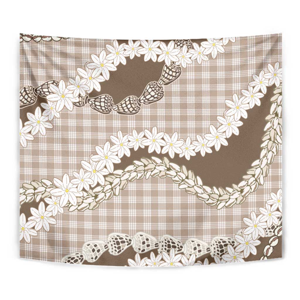 Brown Hawaii Tiare and Shell Lei Tapestry Hawaiian Palaka Luxury Vibes - Polynesian Pride
