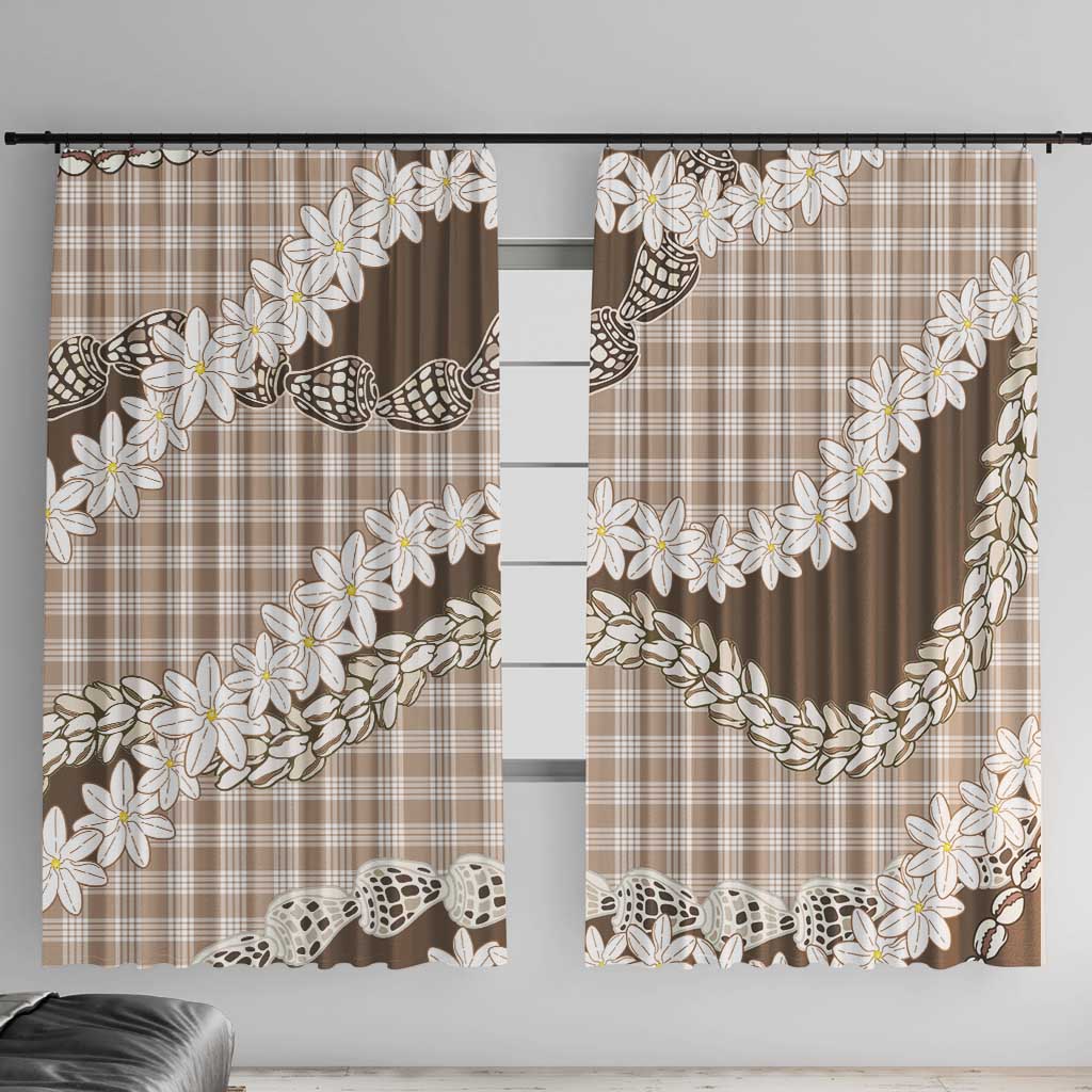 Brown Hawaii Tiare and Shell Lei Window Curtain Hawaiian Palaka Luxury Vibes - Polynesian Pride