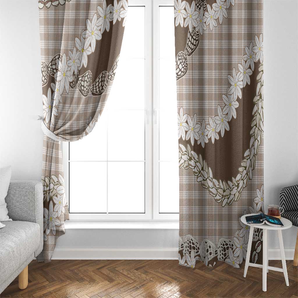 Brown Hawaii Tiare and Shell Lei Window Curtain Hawaiian Palaka Luxury Vibes - Polynesian Pride