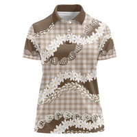 Brown Hawaii Tiare and Shell Lei Women Polo Shirt Hawaiian Palaka Luxury Vibes - Polynesian Pride