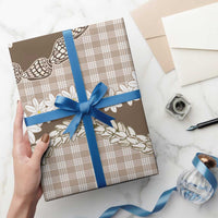 Brown Hawaii Tiare and Shell Lei Wrapping Paper Hawaiian Palaka Luxury Vibes - Polynesian Pride