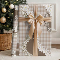 Brown Hawaii Tiare and Shell Lei Wrapping Paper Hawaiian Palaka Luxury Vibes - Polynesian Pride