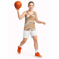 Orange Hawaii Tiare and Shell Lei Basketball Jersey Hawaiian Palaka Luxury Vibes - Polynesian Pride