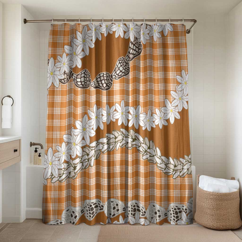 Orange Hawaii Tiare and Shell Lei Bathroom Set Hawaiian Palaka Luxury Vibes - Polynesian Pride